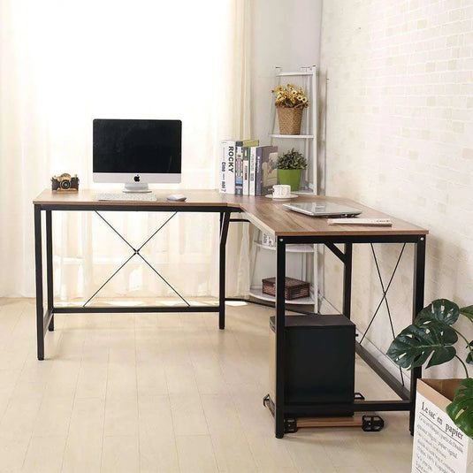 Translation missing: en.Aprodz Duane 59 x 59 inches Large L-Shaped Desk Computer Desk L Desk Office Desk Workstation Desk, Oak