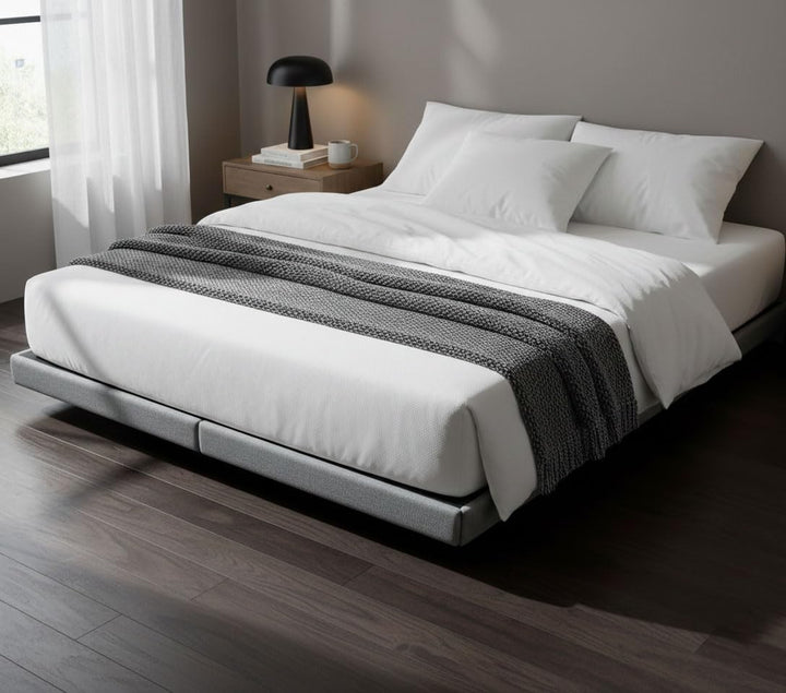 Translation missing: en.Cowen Floating Bed Frame with LED Lights Metal Slats Underbed Storage Space No Box Spring 