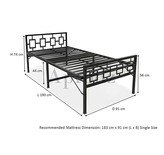Metal Bed | Metal Bed With Foam Mattress Included | (King, Queen, Single Size with Mattress) (Geometric Design & Geometric Design with Foam) Aprodz