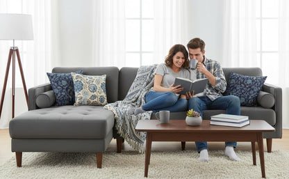 MidCen Wooden 3 Seater Sofa Set with High-Density Comfortable Foam for Home & Living Room (Upholstered- Dark Green Velvet Fabric) 