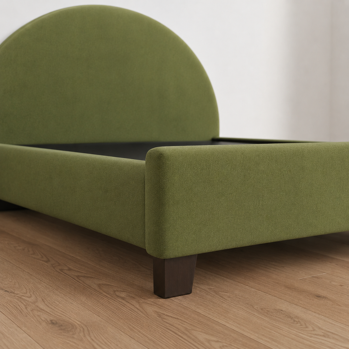 Translation missing: en.Upholstered Bed Frame, Green Fabric with Wooden Construction, Arched Headboard Platform Bed 