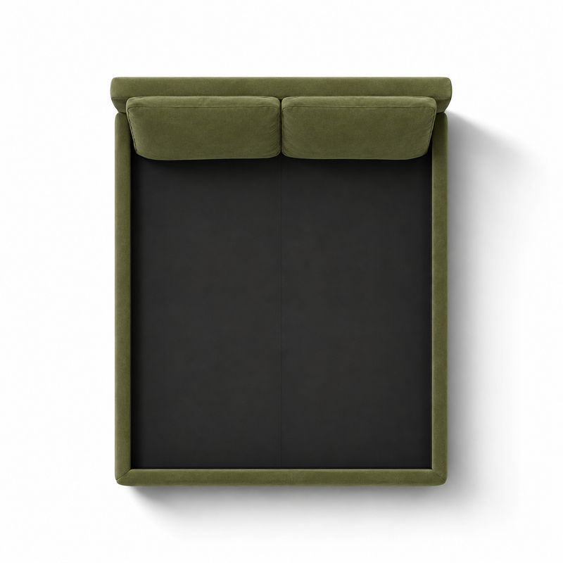 Upholstered Platform Bed with Two Removable Pillow Headboard 