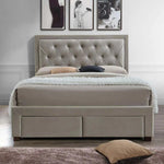 Jere Upholstered Bed with 4 Drawers for Bedroom (Suede Fabric Upholstery - Grey) 