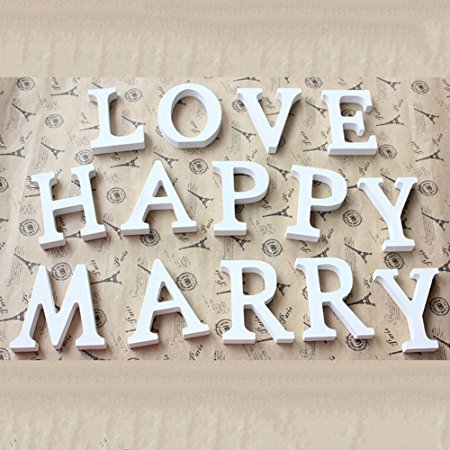 3" Height Wooden Letters Alphabet Word Free Standing Wedding Home Decor-White Letter A 