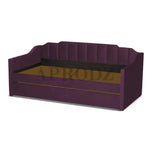 Purple Krease Upholstered Daybed frame without mattresses, showing internal support and trundle compartment.