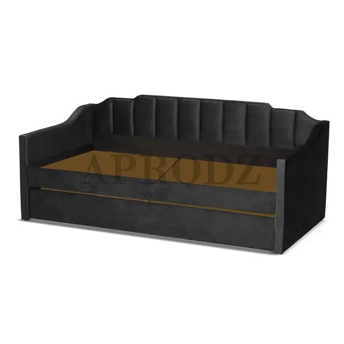 Translation missing: en.Black Krease Daybed frame without mattresses, showcasing durable structure and hidden trundle compartment