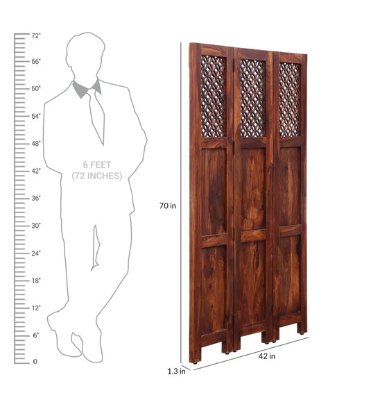 Translation missing: en.Durque 3 Panel Room Divider - Honey Oak 