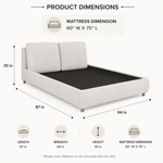 Upholstered Platform Bed with Two Removable Pillow Headboard 