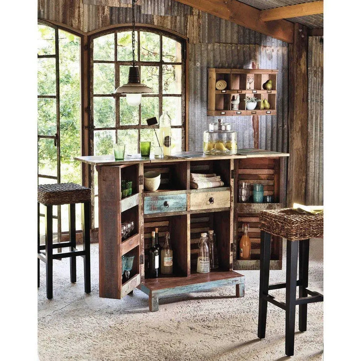 Translation missing: en.APRODZ Reclaimed Wood Wine Holder Storage Stylish Bar Cabinet for Living Room | Multi-Color