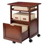 APRODZ Pipro Acacia Wood Multipurpose Office Table and Kitchen Trolley Cart with Storage Cabinet Rolling Utility Table for Home, Office, Kitchen and Dining Room 