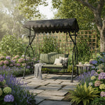 APRODZ Best Buy Steel Porch Jhula Swings Outdoor Iron Frame Deluxe Patio Garden Porch Canopy 3 Seats Swing with Bench 