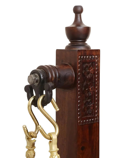 2 Seater Swing Wooden Jhula with Stand and Porchfor Indoor Outdoor & Balcony | House Swings for Adults (Walnut Finish) 