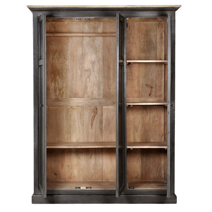 APRODZ Mango Wood Multipurpose Storage 3-Door Seoul Wardrobe Almirah for Living Room | Black Finish