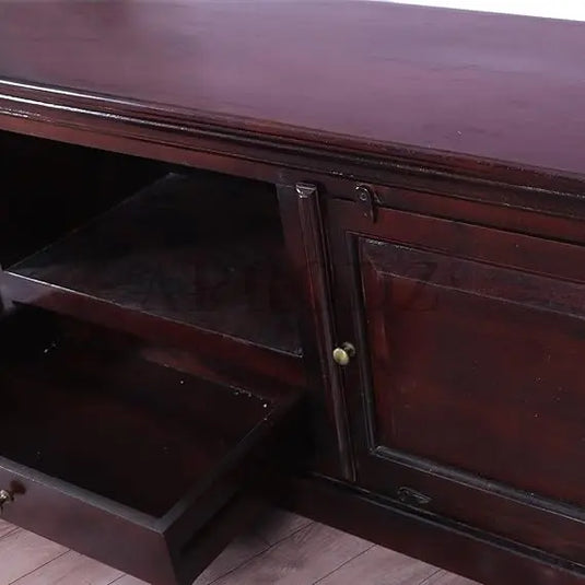 Translation missing: en.Sheesham Wood Tv Unit Cabinet with Shelves and one Drawer (Sheesham - Mahogany) 