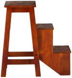 Mango Wood Folding Step Side End Table for Home | Stap Stool Table | Dark Brown 
