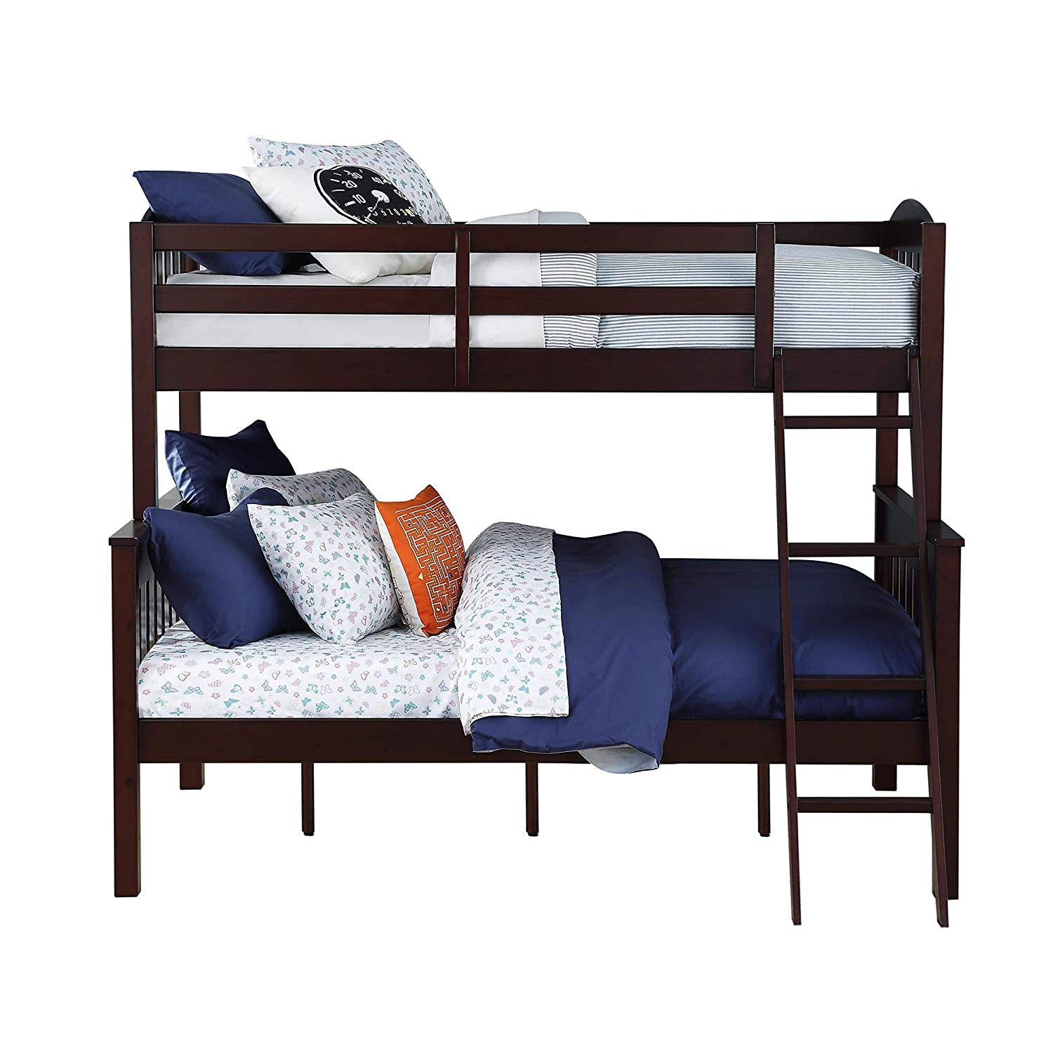 APRODZ Mango Wood Coedlac Kids Bunk Beds with Ladder for Bedroom | Brown Finish