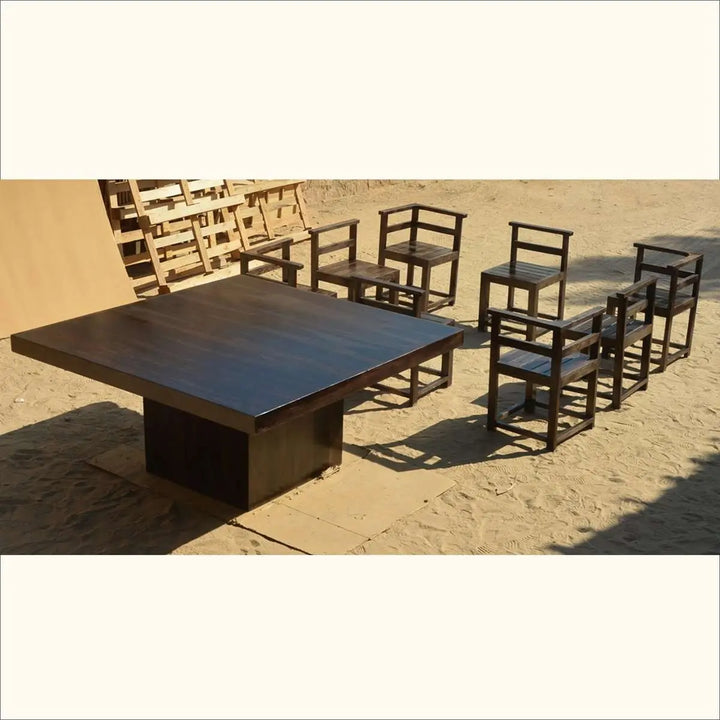 Translation missing: en.APRODZ Sheesham Wood Manila 8 Seater Dining Table Set for Home | Dining Furniture | Brown Finish