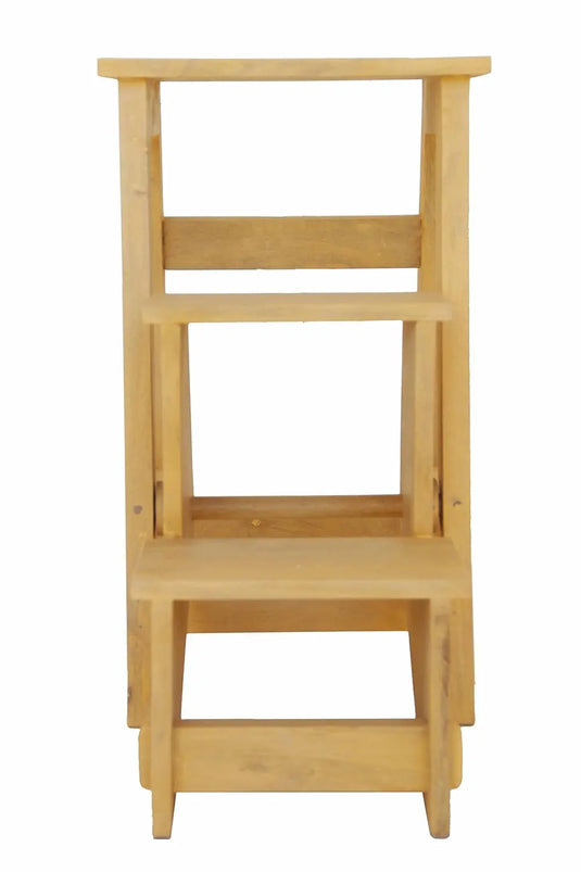 Translation missing: en.Mango Wood Folding Step Side End Table for Home | Stap Stool Table | Light Yellow 
