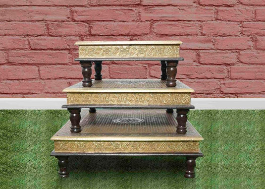 Translation missing: en.Handpainted Bajot: Antique Design, Multipurpose Stool, Decorative Pooja Mandir Stand 