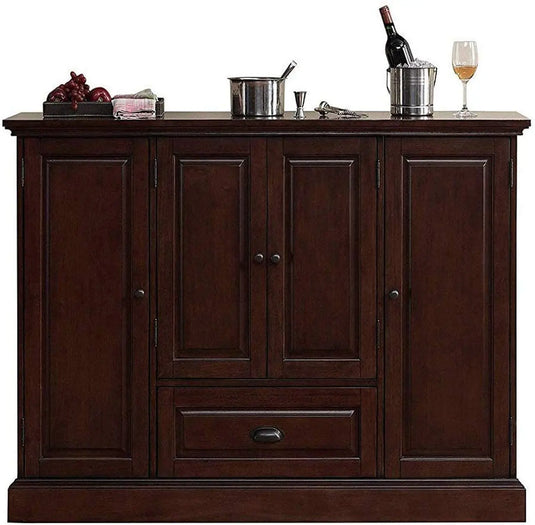 Translation missing: en.APRODZ Mango Wood Peetz Royal Stylish Bar Cabinet with Wine Glass Storage for Living Room | Chestnut Finish
