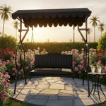 APRODZ Best Buy Steel Porch Jhula Swings Outdoor Iron Frame Deluxe Patio Garden Porch Canopy 3 Seats Swing with Bench 