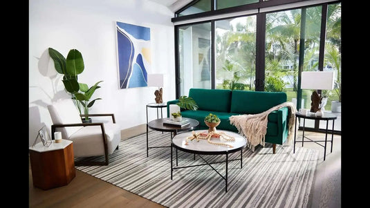Translation missing: en.APRODZ MidCen Wooden 3 Seater Sofa Set with High-Density Comfortable Foam for Home &amp; Living Room (Upholstered- Dark Green Velvet Fabric)
