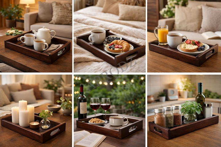 Translation missing: en.Solid Wood Decorative Serving Tray – Antique Touch Rectangular Wooden 