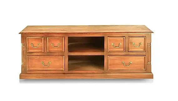 Translation missing: en.Mango Wood LED TV Stand | Teak Finish Entertainment &amp; Storage Unit 