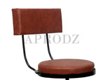 Upholstered Cold Rolled Steel Bar Stool (Brown Fabric + Black Powdercoated) - Set of 2 