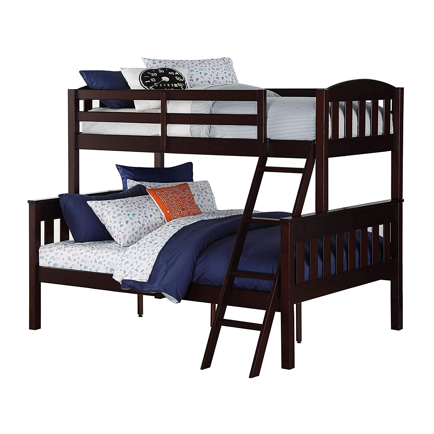 APRODZ Mango Wood Coedlac Kids Bunk Beds with Ladder for Bedroom | Brown Finish