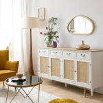 Solid Wood Sideboard Cabinet with 3 Drawer Storage Organize Cabinet for Home Dinning Kitchen Living Room & Bedroom Multi Shelves Door Cabinets Hallway Dinning  Cabinets & Storage