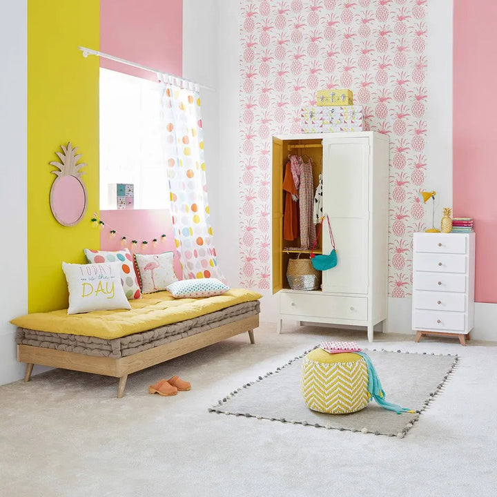 Translation missing: en.APRODZ Mango Wood Multipurpose Storage 2-Door Cana Wardrobe Almirah for Living Room | White Finish