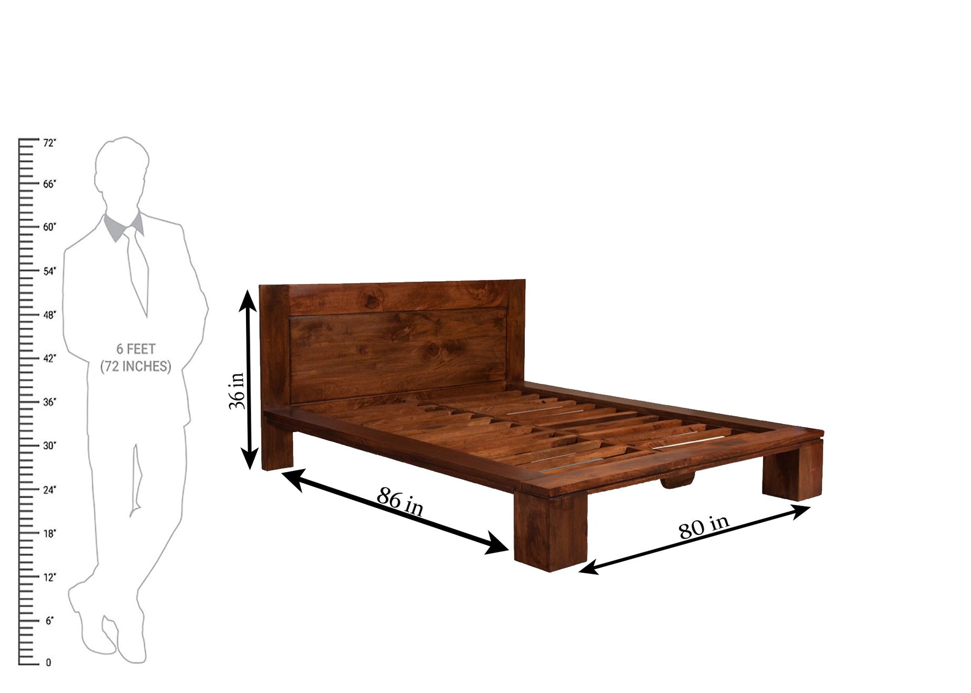 APRODZ Mango Wood King Size Arkansas Bed for Bedroom Stylish | Oak Finish