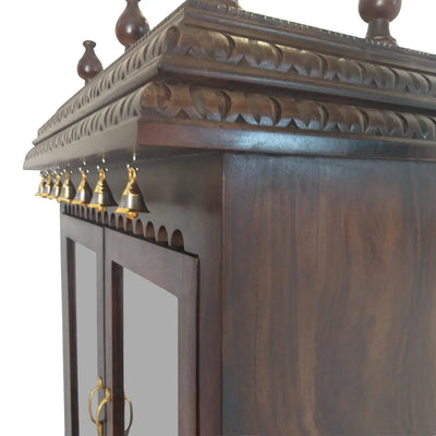 Handcrafted Sheesham Wood Temple with 1 Drawer for Pooja Room | Pooja Mandir