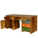 Mango Wood Study Table with Drawer Storage Computer Office Work | Brown 