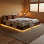 Cowen Floating Bed Frame with LED Lights Metal Slats Underbed Storage Space No Box Spring 