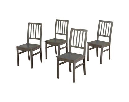 APRODZ Solid Wood Dark Grey Natal Dining Chairs for Living Room | Set of 4 Wooden Chair