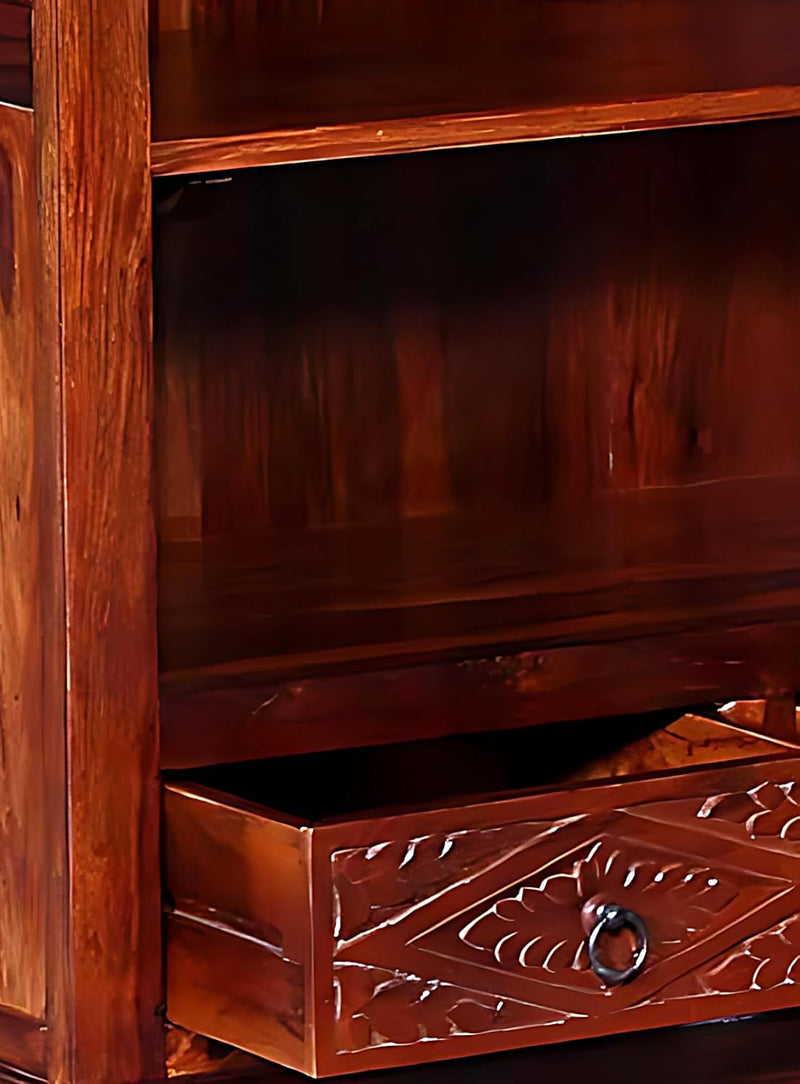 Bookshelf | Sheesham Wood Wooden Storage Organizer | Shelves Bookcase Rustic Durable, Stylish & Compact Design for Home, Office, Living Room | Furniture Organizer Elegant Finish (Honey Oak) | Elegant finish bookcase 