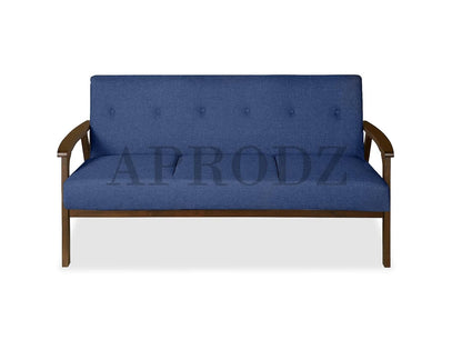 APRODZ Sheesham Wood and Upholstered 3 Seater Sofa for Living Room Home Office Furniture |(Upholstered - Navy Rayon Velvet + Dark Brown)