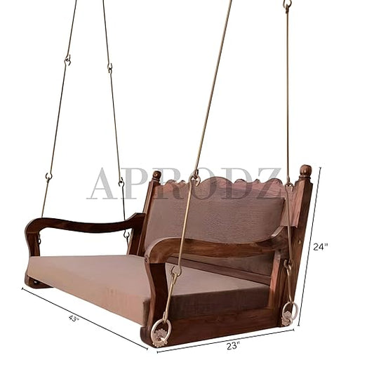 Sheesham Wood Swing Jhula for Indoor Outdoor & Balcony | House Swings for Adults (Walnut Finish) 