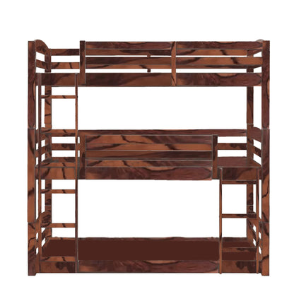 APRODZ Mango Wood Shipry Bunk Bed Without Storage Single Bed Furniture for Bedroom Living Room Home (Brown Finish)