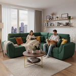 L-Shaped Sectional 6-Seater Sofa with Tufted Cushion Padded Armrest Perfect Fabric Corner Sofa 