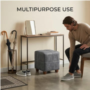 Square Printed Ottoman Stool Upholstered Foam Cushioned Pouffes for Living Room | Puffy Muddha Stool for Footrest & Sitting, Velvet Pouf Stool, Furniture for Home Decor, Office Set of 2 (Navy) 