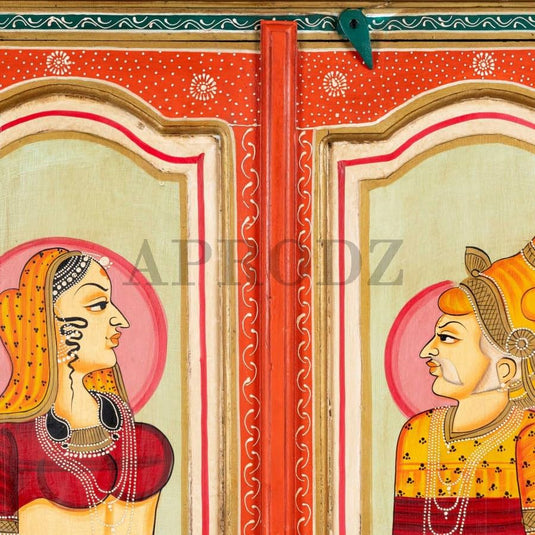 Translation missing: en.Wooden Handpainted Wardrobe Cupboard for Multipurpose Storage Organizer (Multicolor) 