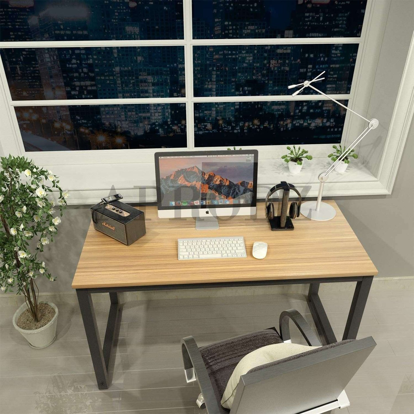 APRODZ Computer Desk 47" Modern Sturdy Office Desk Study Writing Desk for Home Office, White