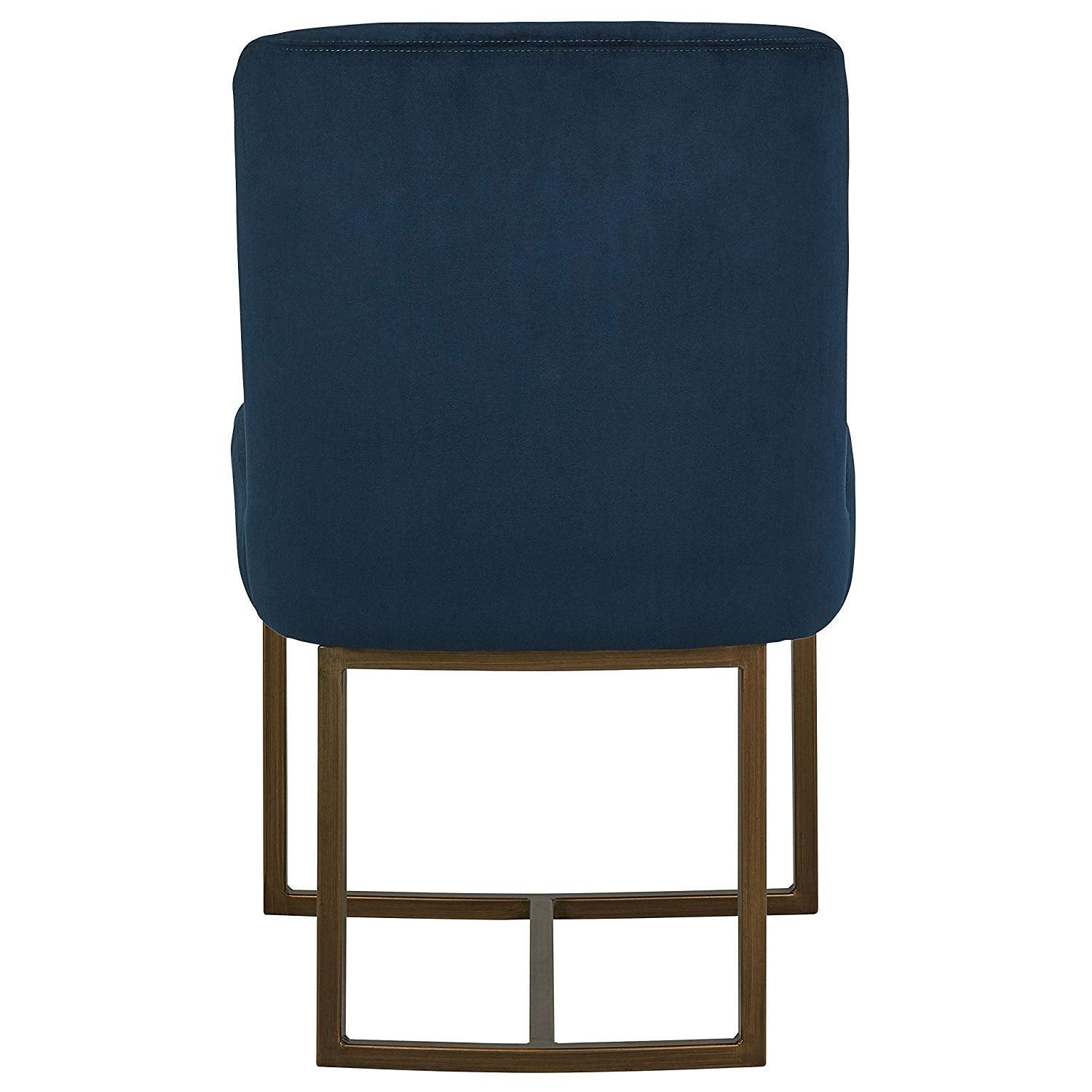 APRODZ Eastern Modern Dining Room Kitchen Chairs, Velvet, 32 Inch Height, Set of 2, Blue, Bronze Metal