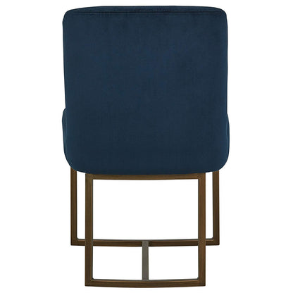 APRODZ Eastern Modern Dining Room Kitchen Chairs, Velvet, 32 Inch Height, Set of 2, Blue, Bronze Metal