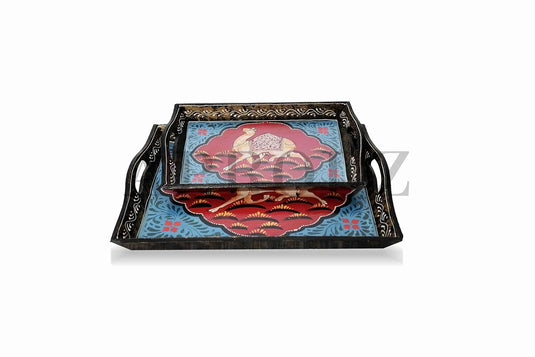 Translation missing: en.Wooden Serving Trays Set of 2 by - Stylish and Functional Serving Tray Set (Multicolor) 