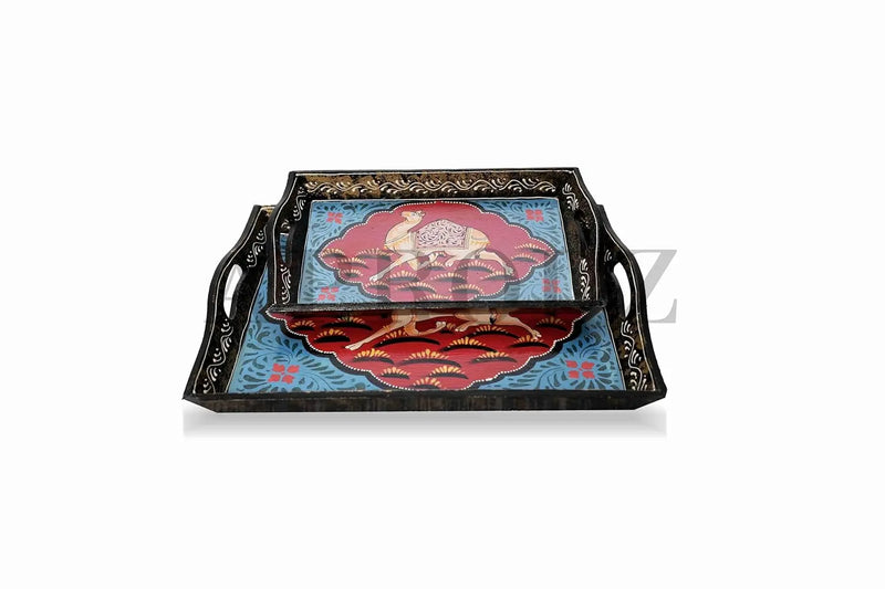 Wooden Serving Trays Set of 2 by - Stylish and Functional Serving Tray Set (Multicolor) 