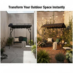 APRODZ Best Buy Steel Porch Jhula Swings Outdoor Iron Frame Deluxe Patio Garden Porch Canopy 3 Seats Swing with Bench 